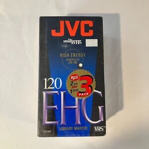 JVC VHS Video Tapes 1 T-120 EHG 2 T-120 SX Factory Sealed Blank 3 Pack NEW I2